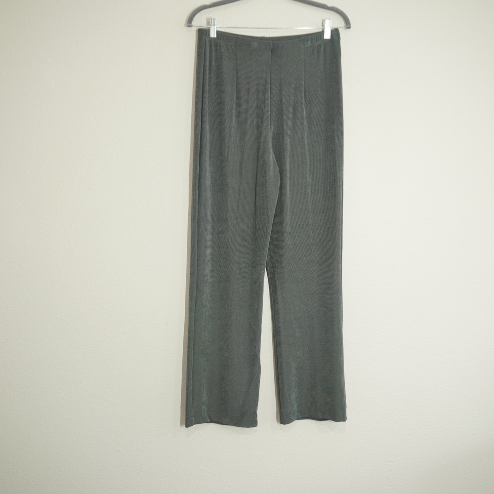 Travelers Chico's Size 1 (Medium) Olive Green Liquid Knit Wide Leg Casual Pants